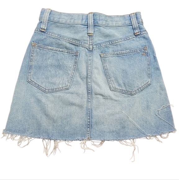 Madewell Denim A-Line Distressed Raw-Hem Midi Skirt – Size 23 (00) - Picture 3 of 6